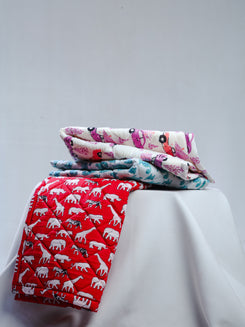 Cotton Baby Nappy Changing Mat Combo – Pack of 3 (Red + Lavender Peach Car + Teal Dino)