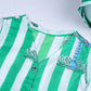 Green & White Striped Cotton Jabla with Block Print Bonnet Set