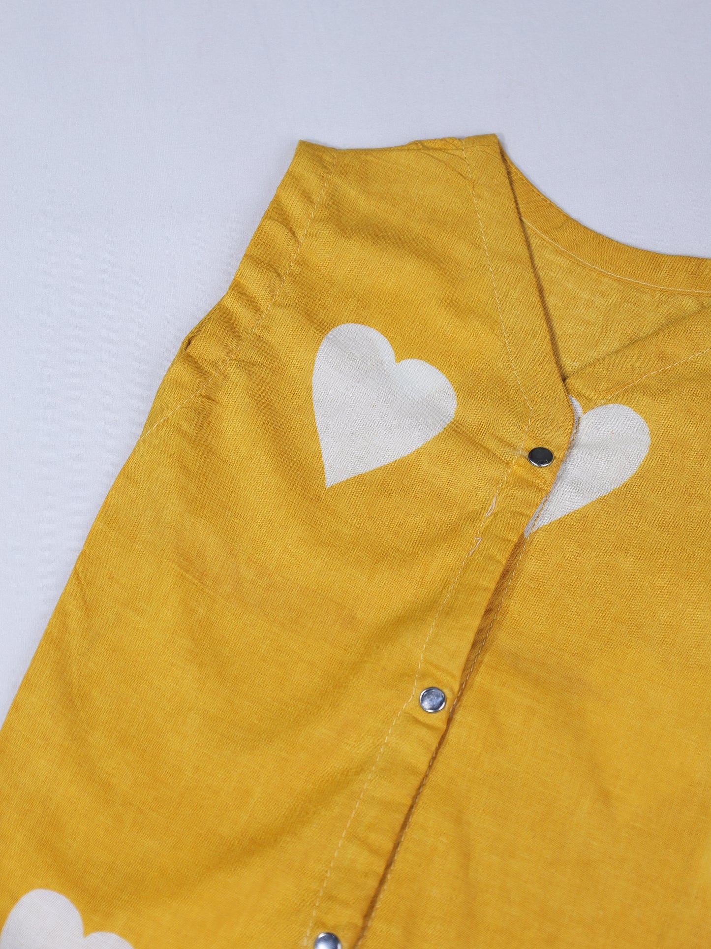 Yellow Heart Print Baby Romper and Bonnet