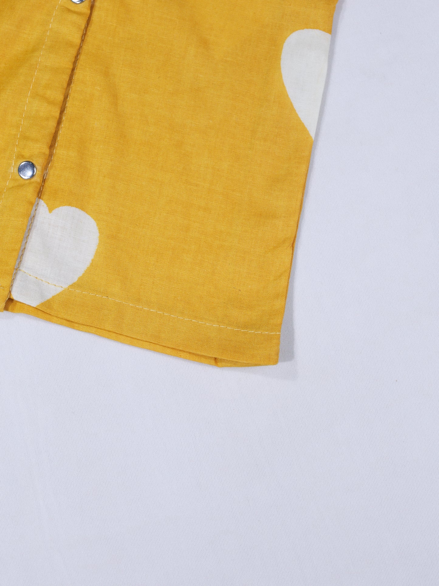 Yellow Heart Print Baby Romper and Bonnet