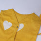 Yellow Heart Print Baby Romper and Bonnet