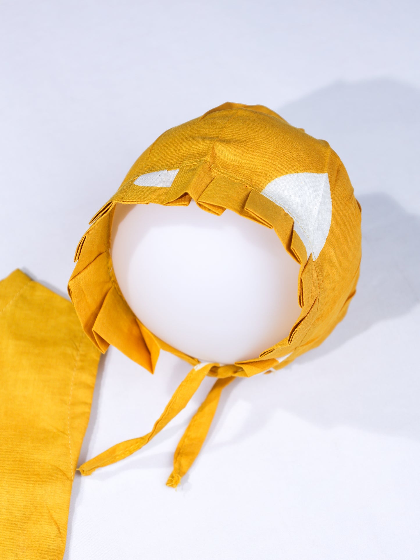 Yellow Heart Print Baby Romper and Bonnet