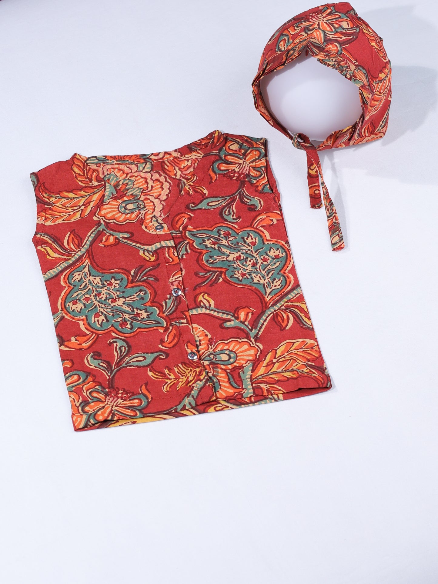 Matching Terracotta Hand block print Mom & Baby Outfit