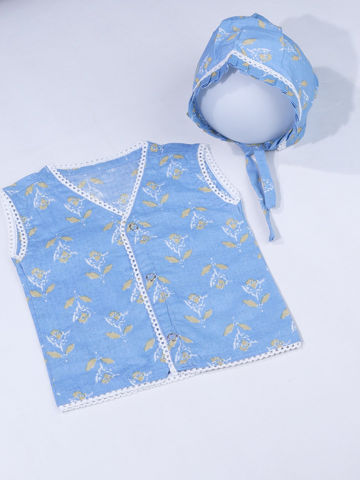 Maternity Kaftan and Newborn Jabla Combo in Blue Floral