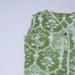 Green Block Print Cotton Newborn Jabla Frock and Hat Set