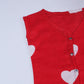 Red Heart Print Baby Vest and Bonnet