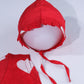 Red Heart Print Baby Vest and Bonnet