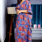 Blue Block Print Maternity Kaftan and Newborn Jabla Combo