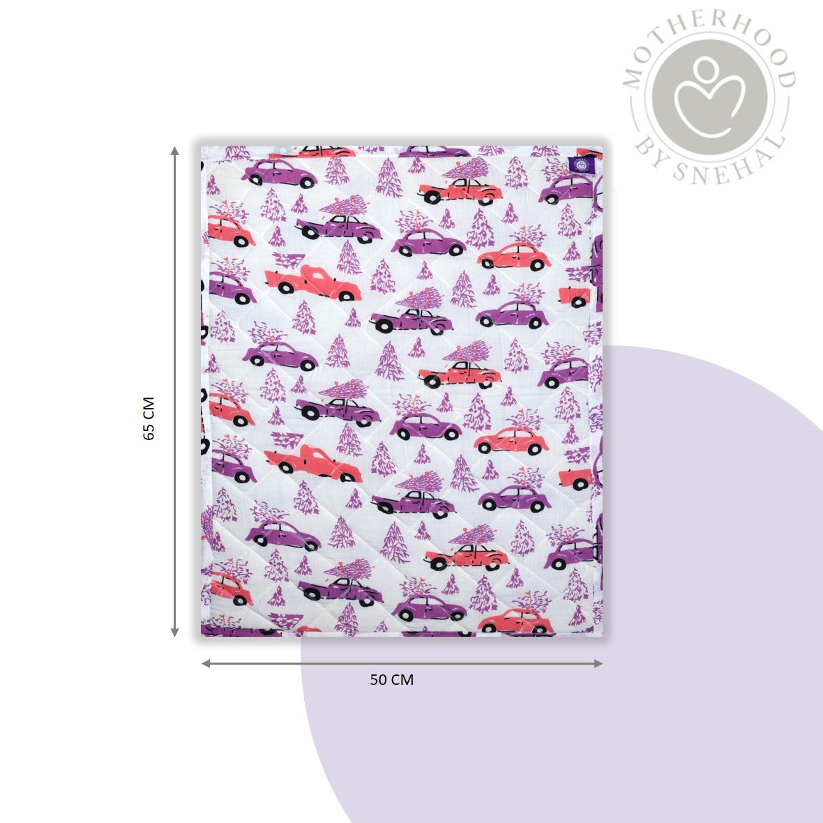 Cotton Baby Nappy Changing Mat Combo – Pack of 3 (Pink Dino + Teal Dino + Lavender Peach Car)