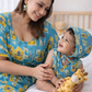 Blue Maternity Kaftan and Teal Floral Newborn Jabla Combo