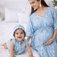 Maternity Kaftan and Newborn Jabla Combo in Blue Floral