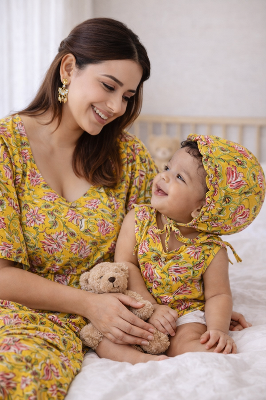 Sunshine Yellow – Mother & Baby Matching Cotton Comfort Set