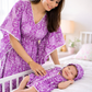 Purple Floral Maternity Kaftan and Newborn Jabla Combo