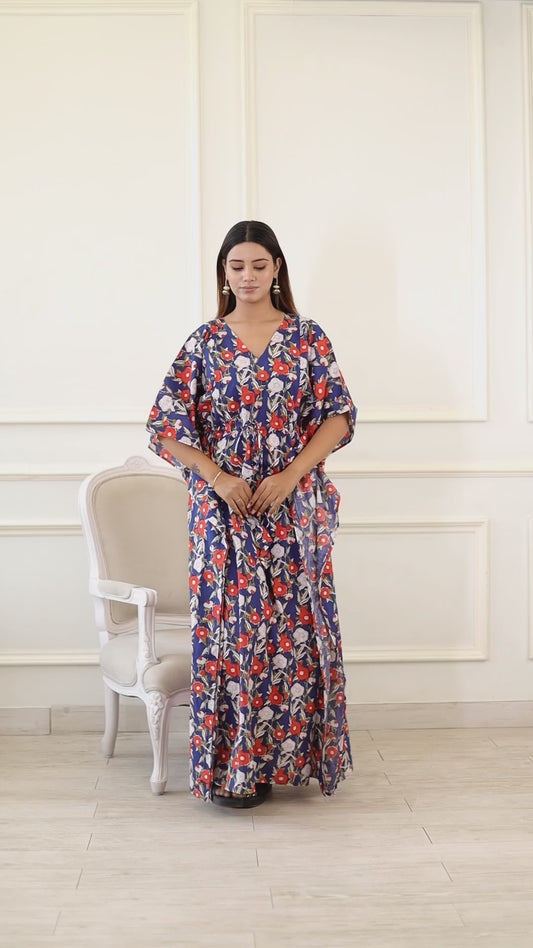 Ocean blue maternity kaftan