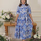 Blue Flower Midi Dress