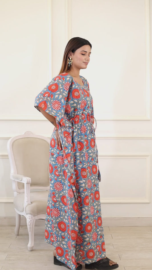 Teal blue for you maternity kaftan